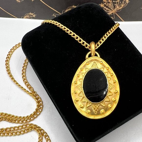 Leslie Block Gold Etruscan Necklace - Picture 1 of 6